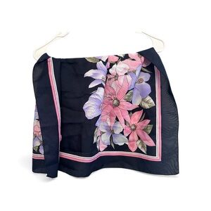 Made in Italy Floral Print Scarf - Pink, Purple, and Black